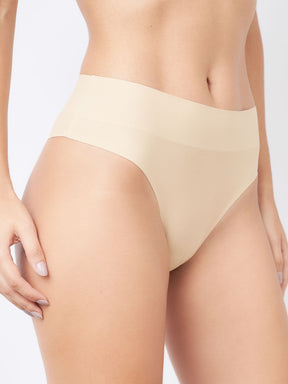 Kit com 3 Calcinhas Biquíni Cintura Alta Sem Costura Segunda Pele Bege - R$39,96 cada