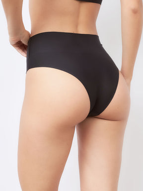 Kit com 3 Calcinhas Biquíni Cintura Alta Sem Costura Segunda Pele Preto - R$39,96 cada