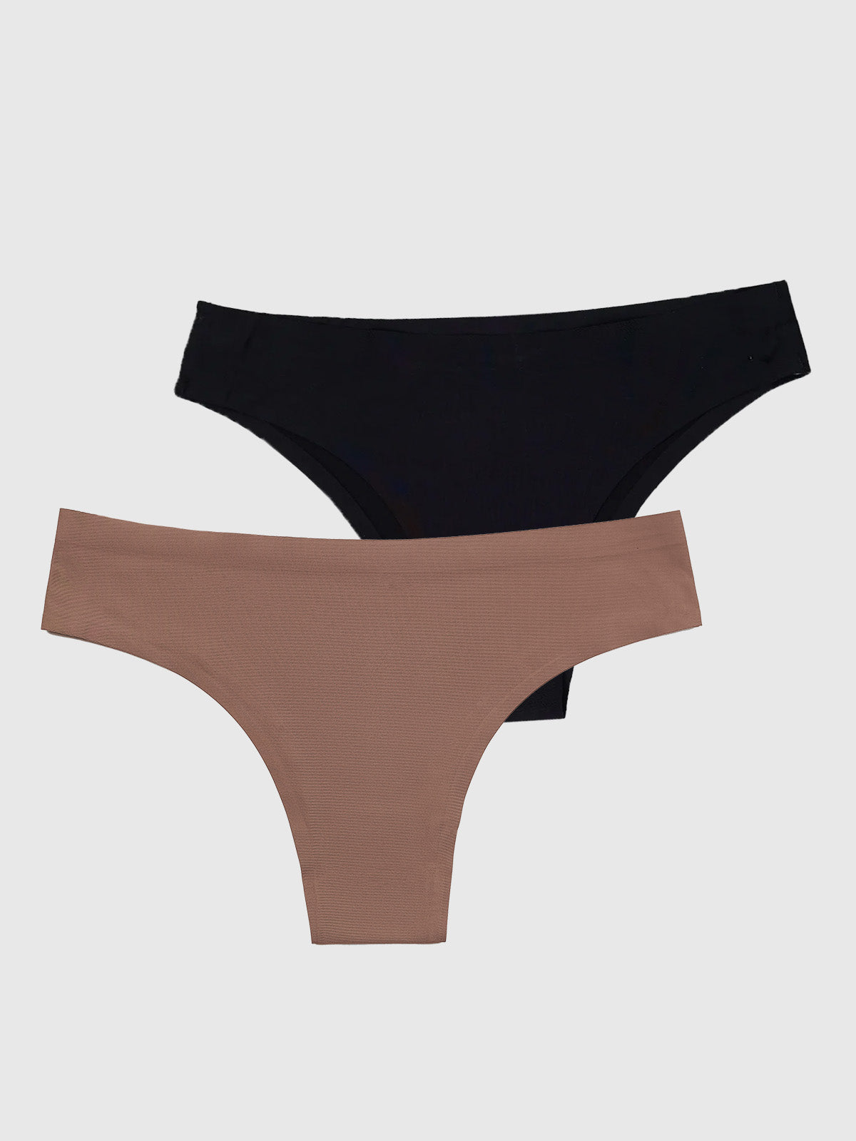 Kit Biquíni: Calcinha Biquíni Sem Costura Segunda Pele Marrom Cacau + Preto