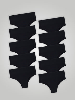 Kit com 10 Calcinhas Biquíni Cintura Alta Sem Costura Segunda Pele Preto - R$24,99 cada