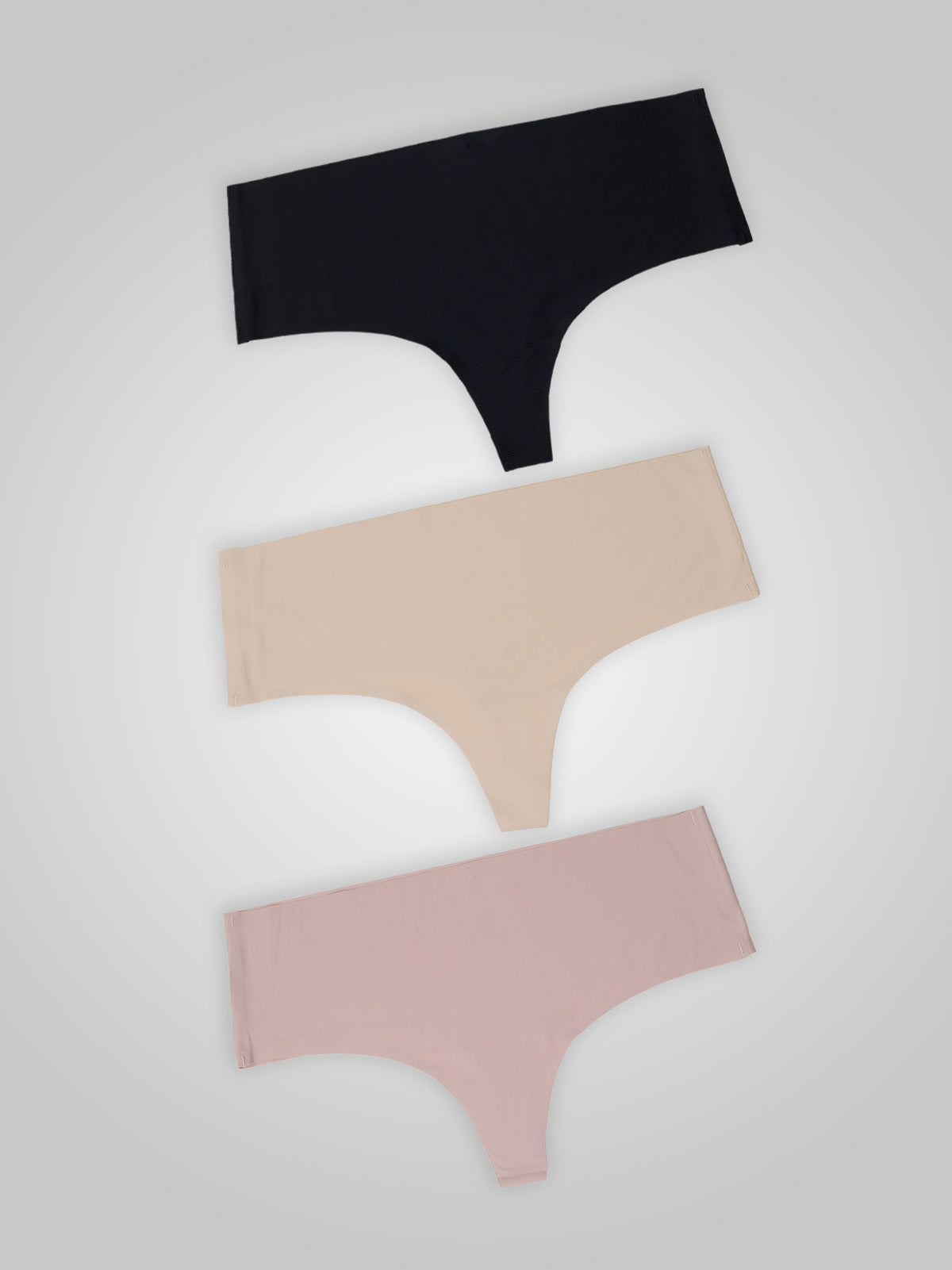 Kit com 3 Calcinhas Fio Dental Cintura Alta Sem Costura Segunda Pele (1 Preto, 1 Bege e 1 Rose) - R$39,96 cada