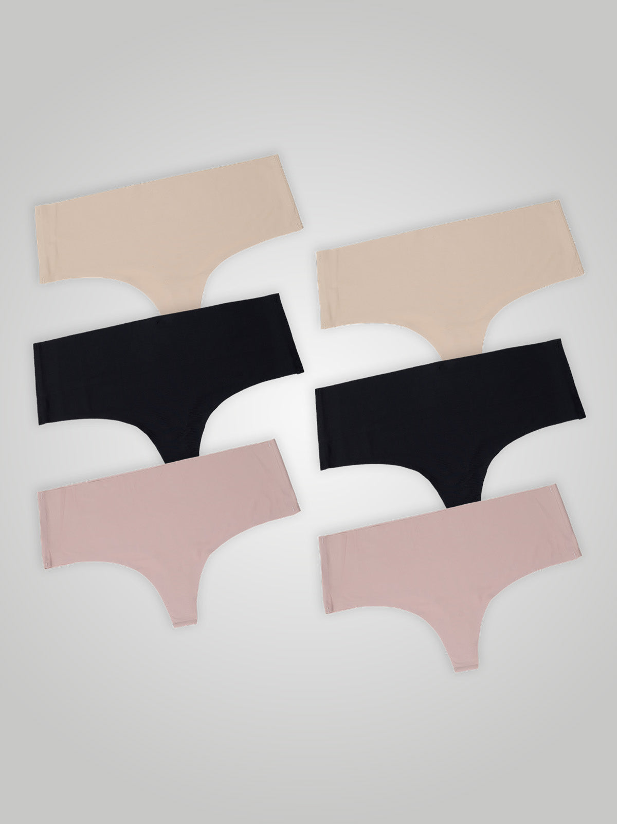 Kit com 6 Calcinhas Fio Dental Cintura Alta Sem Costura Segunda Pele (2 Bege, 2 Rose e 2 Preto) - R$34,98 cada
