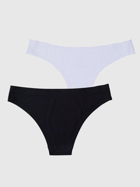 Kit Único: Calcinha Biquíni Sem Costura Segunda Pele Branco + Preto