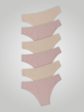 Kit com 6 Calcinhas Biquíni Sem Costura Segunda Pele (3 Bege e 3 Rose) - R$20,82 cada
