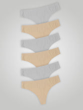 Kit com 6 Calcinhas Fio Dental Sem Costura Segunda Pele (3 Branco e 3 Bege) - R$20,82 cada