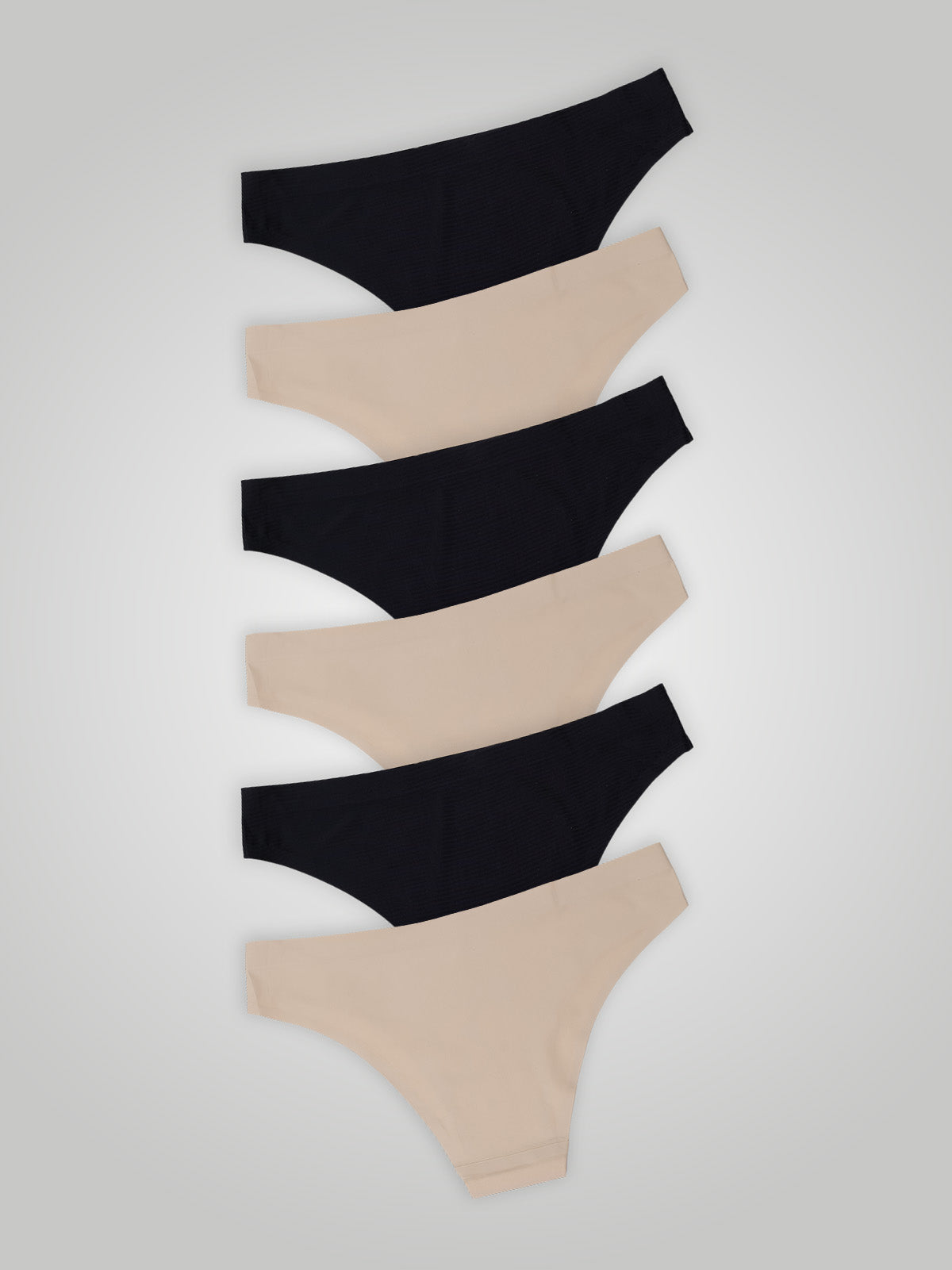 Kit com 6 Calcinhas Biquíni Sem Costura Segunda Pele (3 Preto e 3 Bege) - R$20,82 cada