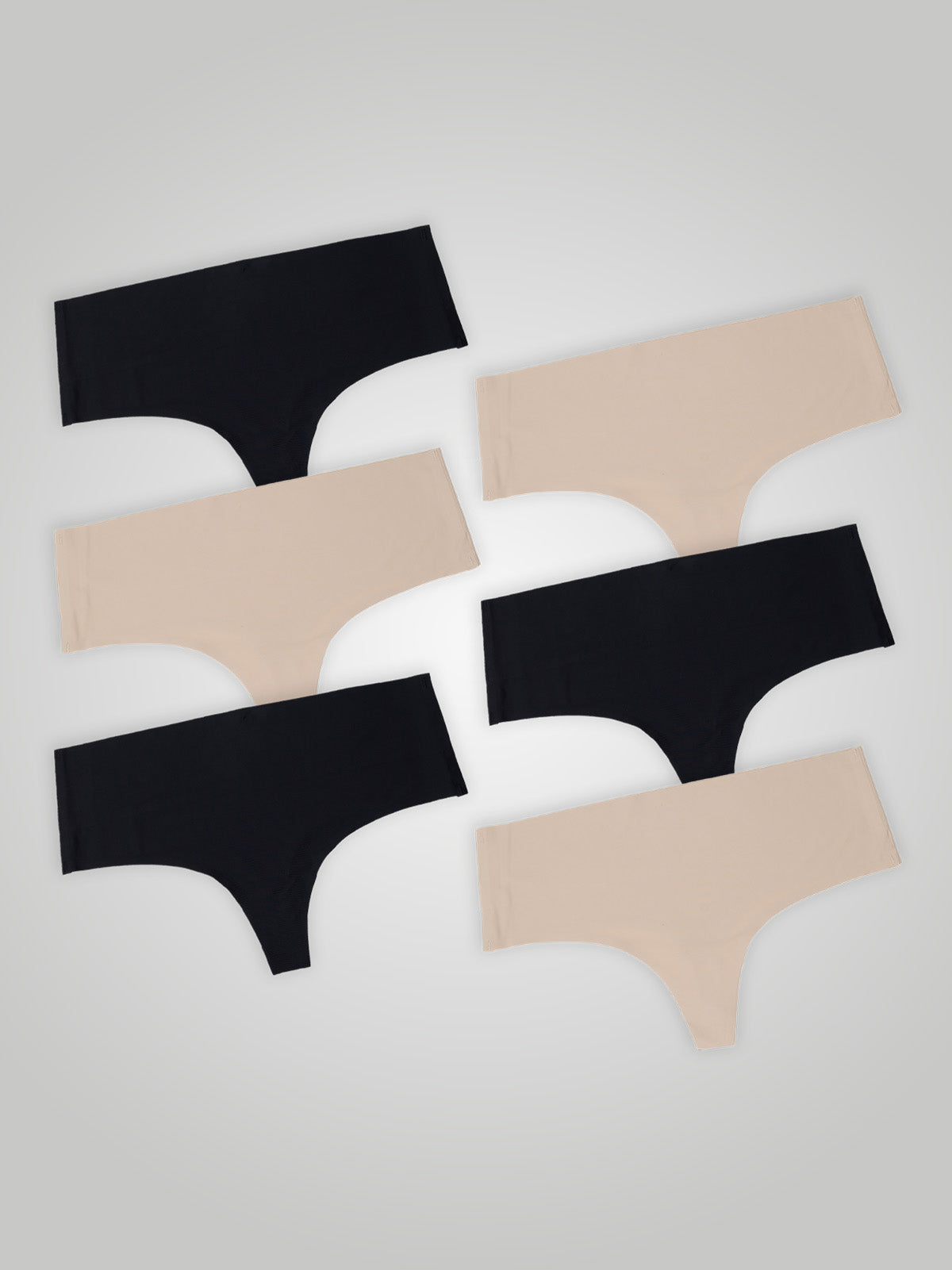 Kit com 6 Calcinhas Fio Dental Cintura Alta Sem Costura Segunda Pele (3 Preto e 3 Bege) - R$34,98 cada