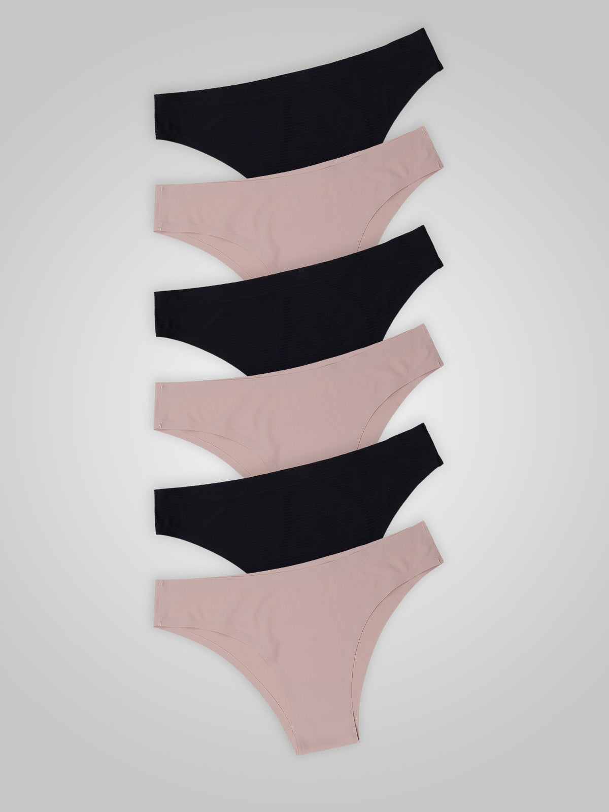 Kit com 6 Calcinhas Biquíni Sem Costura Segunda Pele (3 Preto e 3 Rose) - R$20,82 cada