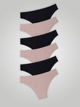 Kit com 6 Calcinhas Biquíni Sem Costura Segunda Pele (3 Preto e 3 Rose) - R$20,82 cada