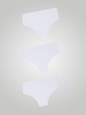 Kit com 3 Calcinhas Biquini Cintura Alta Sem Costura Segunda Pele Branco - R$44,96 cada