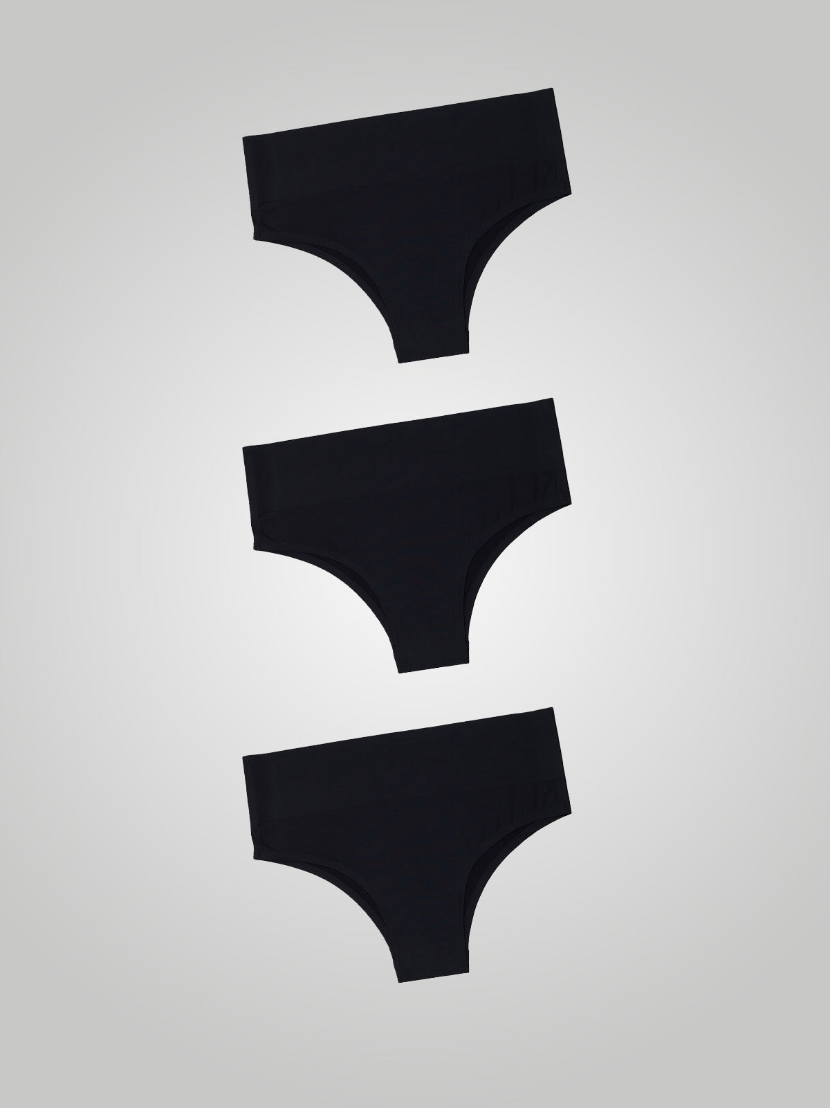 Kit com 3 Calcinhas Biquíni Cintura Alta Sem Costura Segunda Pele Preto - R$39,96 cada