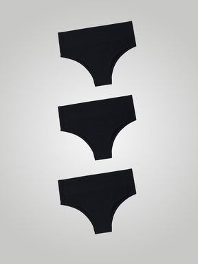 Kit com 3 Calcinhas Biquíni Cintura Alta Sem Costura Segunda Pele Preto - R$39,96 cada