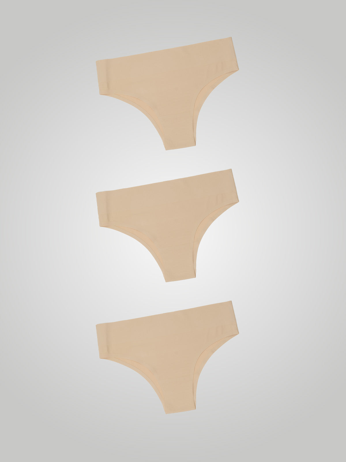 Kit com 3 Calcinhas Biquíni Cintura Alta Sem Costura Segunda Pele Bege - R$39,96 cada