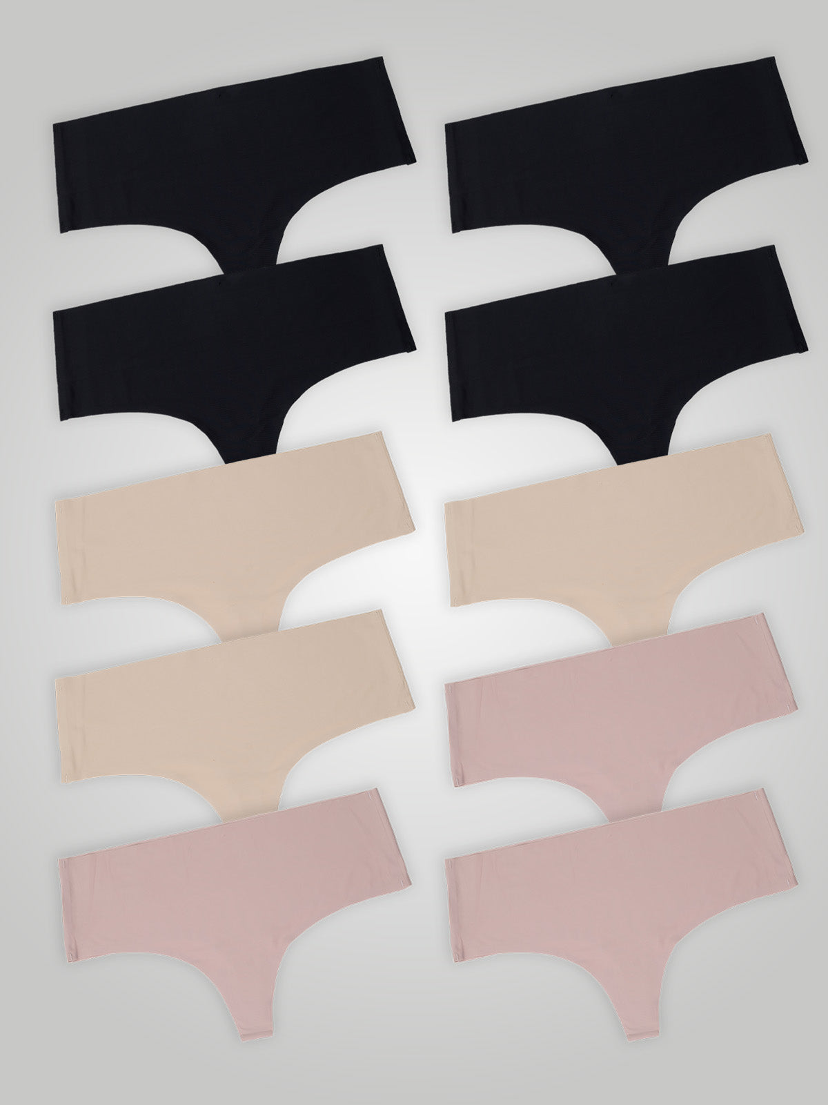 Kit com 10 Calcinhas Fio Dental Cintura Alta Sem Costura Segunda Pele (4 Preto, 3 Bege e 3 Rose) - R$24,95 cada