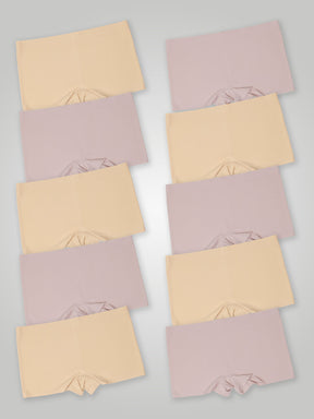 Kit com 10 Calcinhas Boxer Boyshort Sem Costura Segunda Pele (5 Bege e 5 Rose) - R$41,99 cada