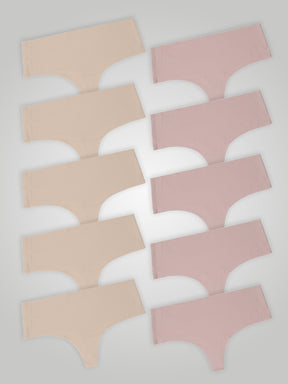 Kit com 10 Calcinhas Fio Dental Cintura Alta Sem Costura Segunda Pele (5 Bege e 5 Rose) - R$24,95 cada