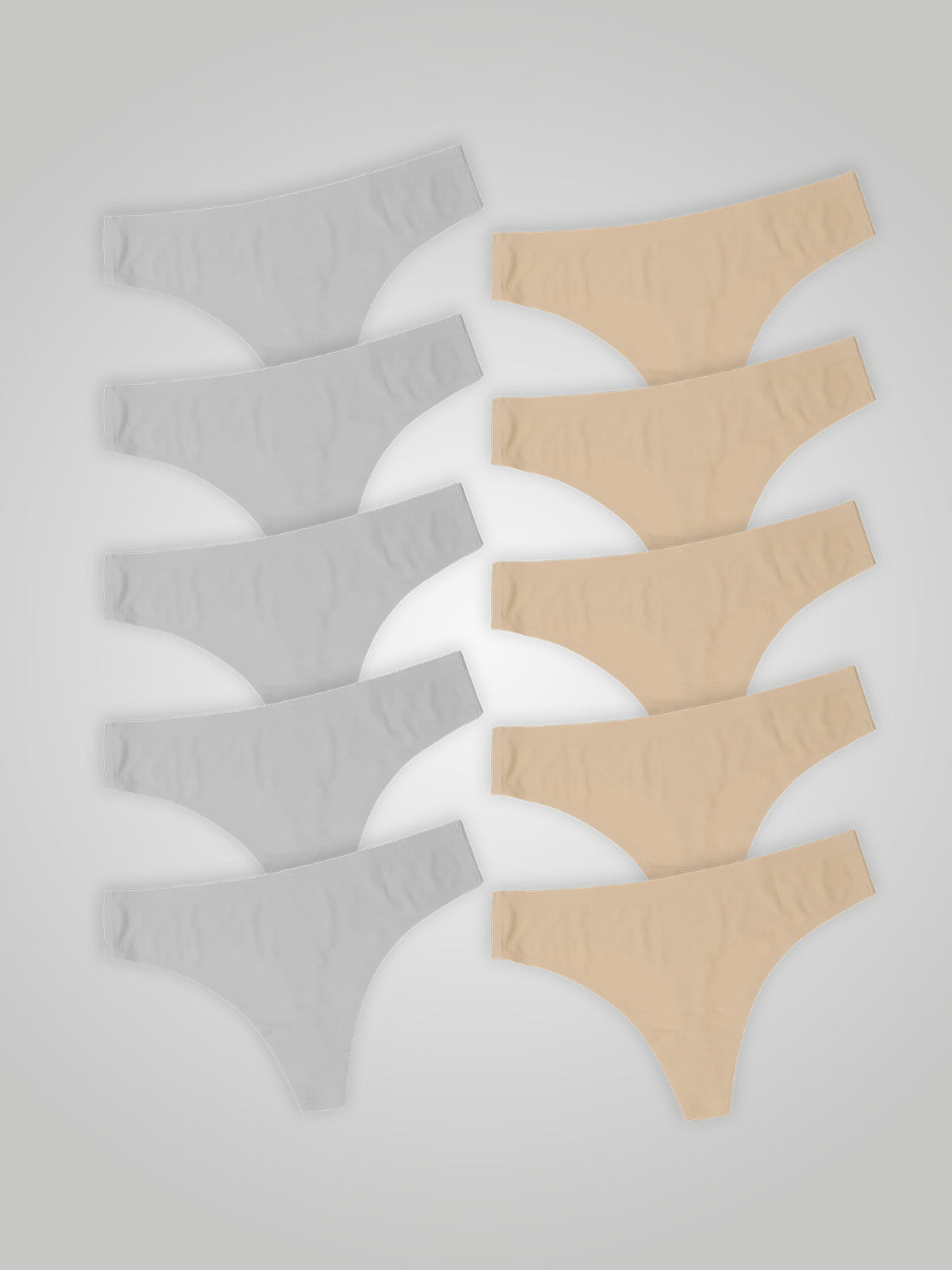 Kit com 10 Calcinhas Fio Dental Sem Costura Segunda Pele (5 Branco e 5 Bege) - R$18,99 cada