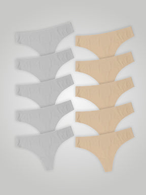 Kit com 10 Calcinhas Fio Dental Sem Costura Segunda Pele (5 Branco e 5 Bege) - R$18,99 cada