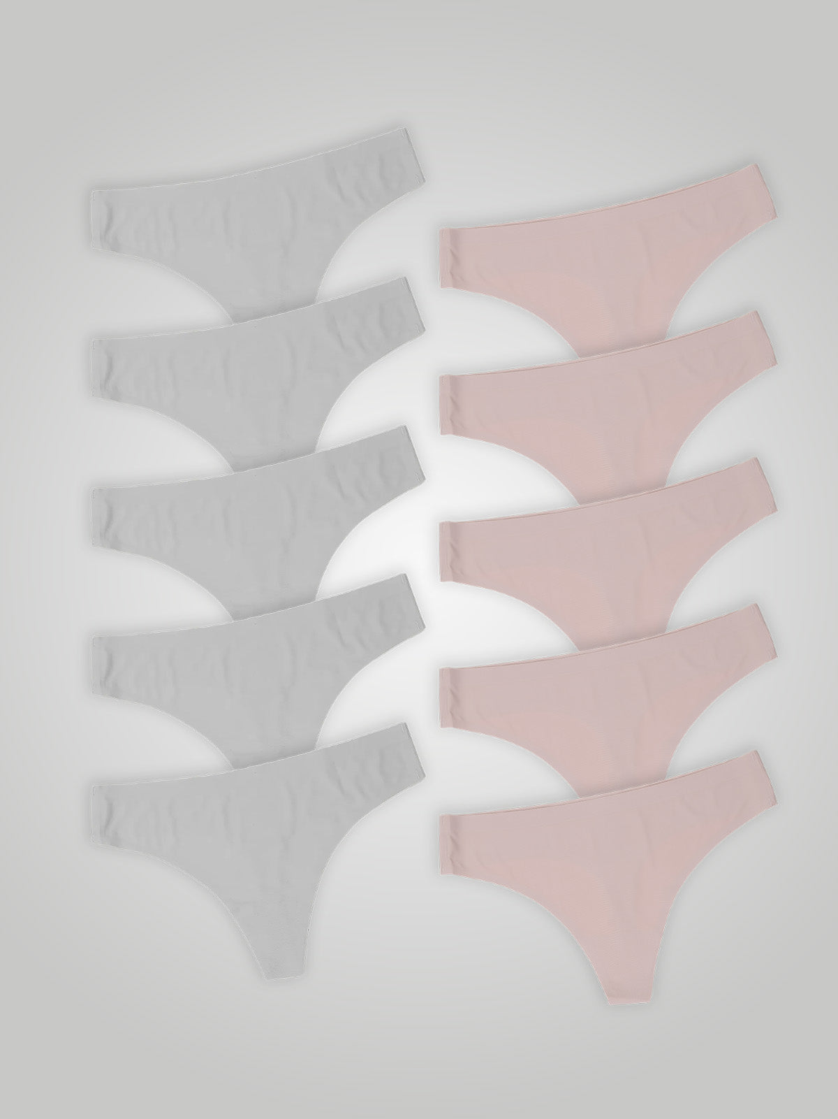 Kit com 10 Calcinhas Fio Dental Sem Costura Segunda Pele (5 Branco e 5 Rose) - R$18,99 cada