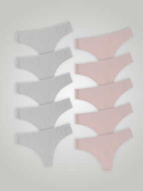 Kit com 10 Calcinhas Fio Dental Sem Costura Segunda Pele (5 Branco e 5 Rose) - R$18,99 cada