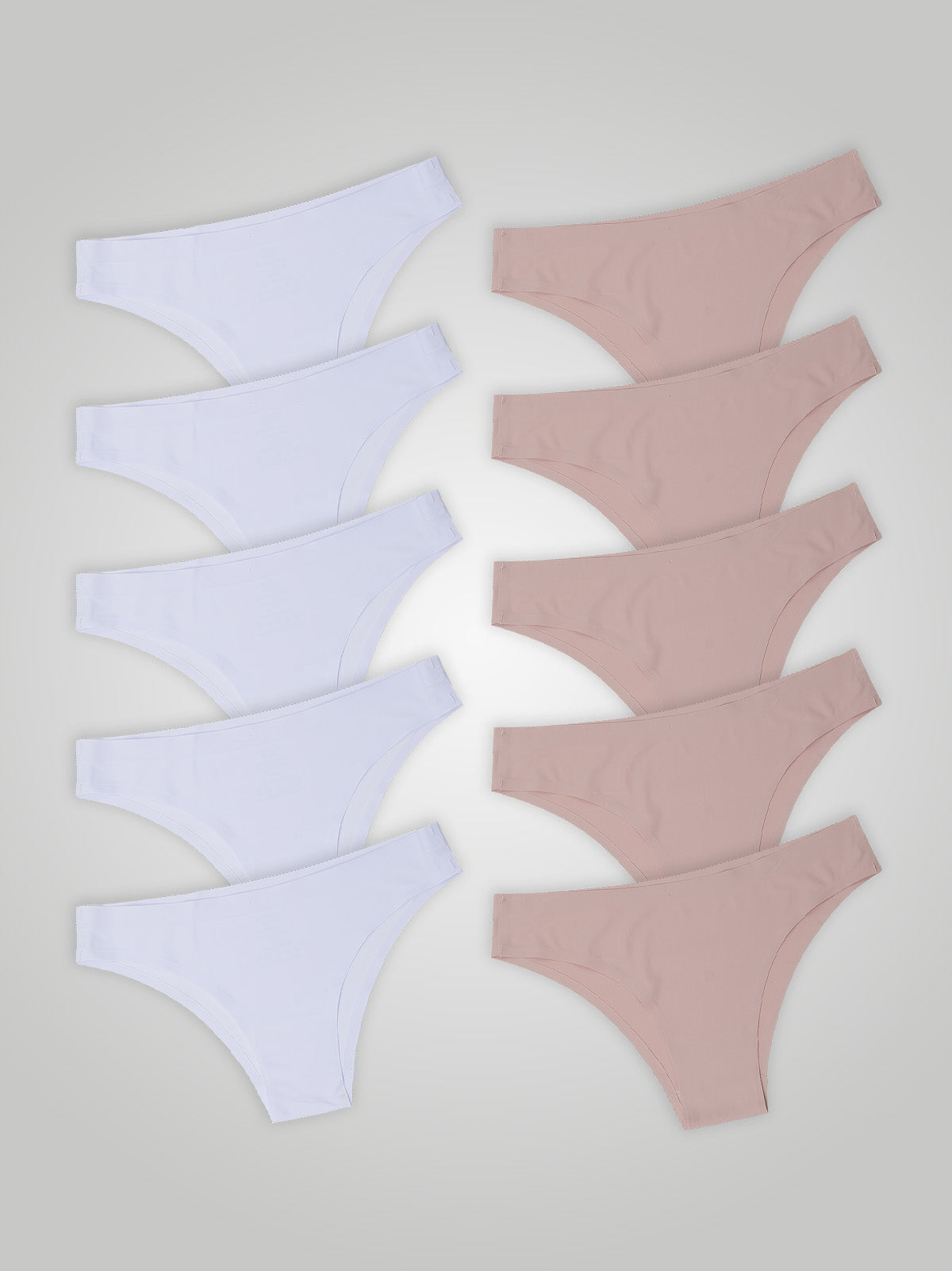 Kit com 10 Calcinhas Biquíni Sem Costura Segunda Pele (5 Branco e 5 Rose) - R$18,99 cada