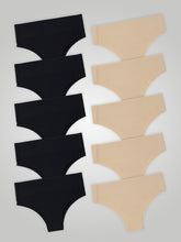 Kit com 10 Calcinhas Biquíni Cintura Alta Sem Costura Segunda Pele (5 Preto e 5 Bege) - R$24,99 cada