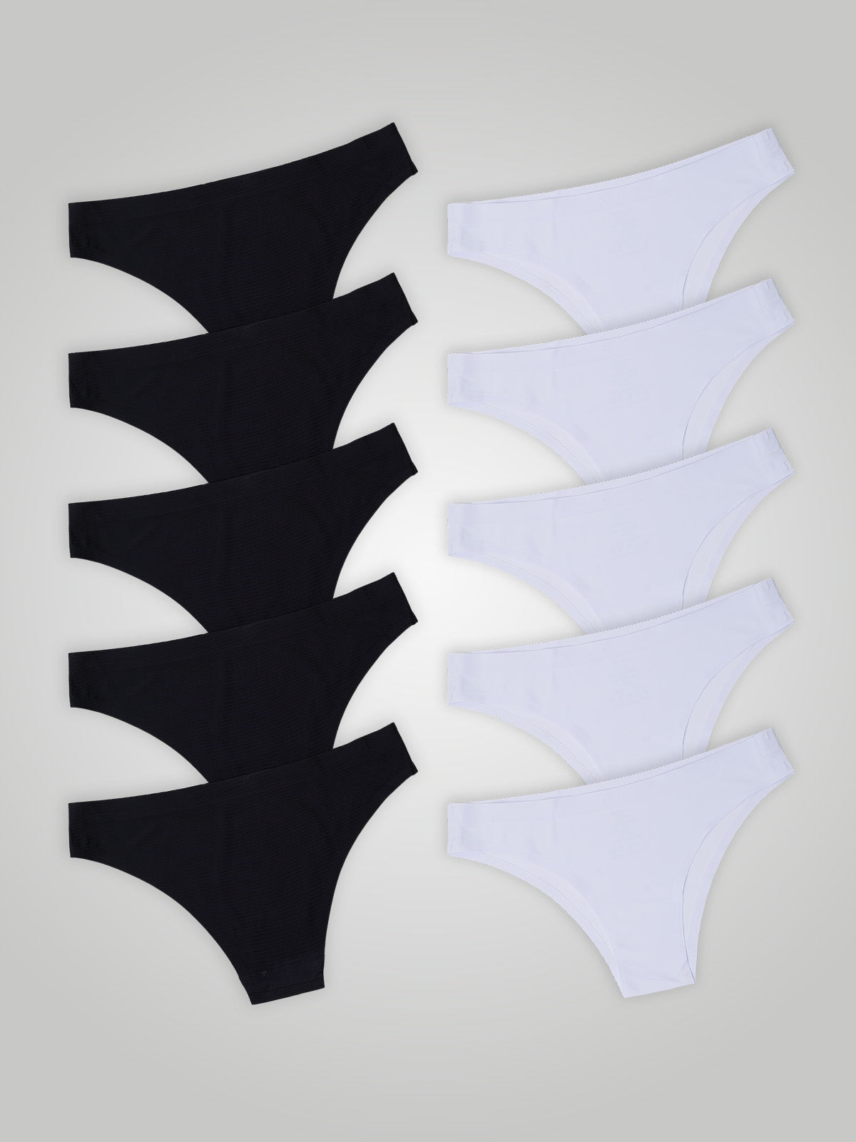 Kit com 10 Calcinhas Biquíni Sem Costura Segunda Pele (5 Preto e 5 Branco) - R$18,99 cada