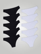 Kit com 10 Calcinhas Biquíni Sem Costura Segunda Pele (5 Preto e 5 Branco) - R$18,99 cada