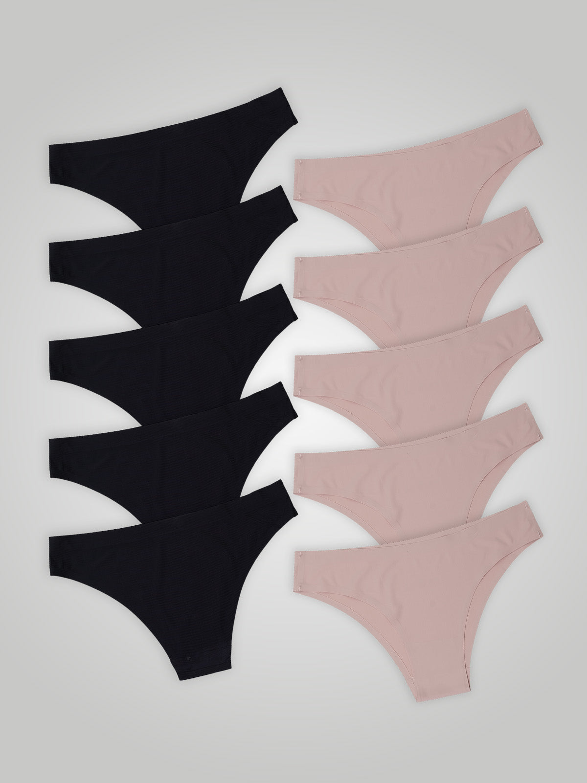 Kit com 10 Calcinhas Biquíni Sem Costura Segunda Pele (5 Preto e 5 Rose) - R$18,99 cada