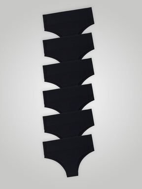 Kit com 6 Calcinhas Biquíni Cintura Alta Sem Costura Segunda Pele Preto - R$39,98 cada