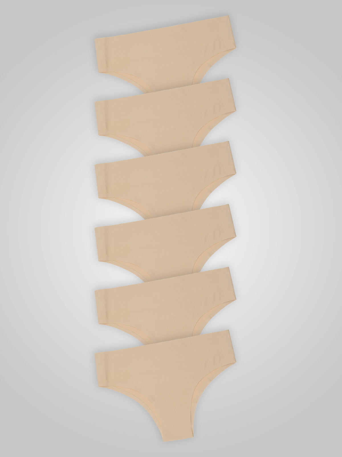 Kit com 6 Calcinhas Biquíni Cintura Alta Sem Costura Segunda Pele Bege - R$39,98 cada