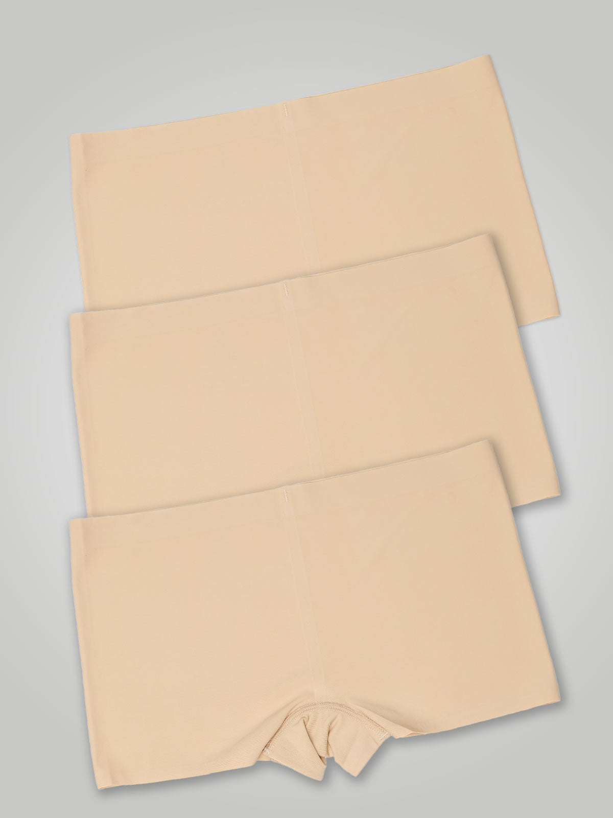 Kit com 3 Calcinhas Boxer Boyshort Sem Costura Segunda Pele Bege - R$53,63 cada