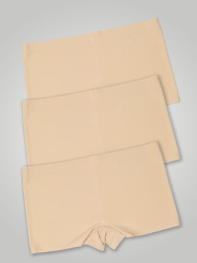 Kit com 3 Calcinhas Boxer Boyshort Sem Costura Segunda Pele Bege - R$53,63 cada