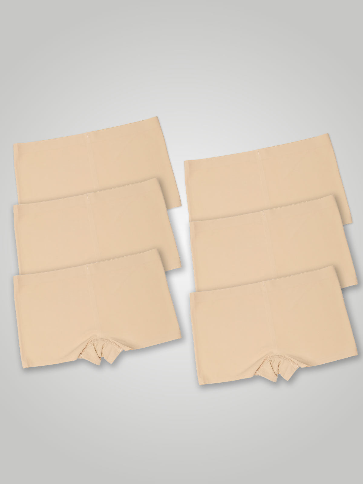 Kit com 6 Calcinhas Boxer Boyshort Sem Costura Segunda Pele Bege - R$47,98 cada