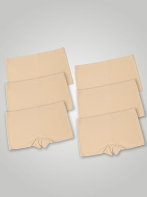 Kit com 6 Calcinhas Boxer Boyshort Sem Costura Segunda Pele Bege - R$47,98 cada