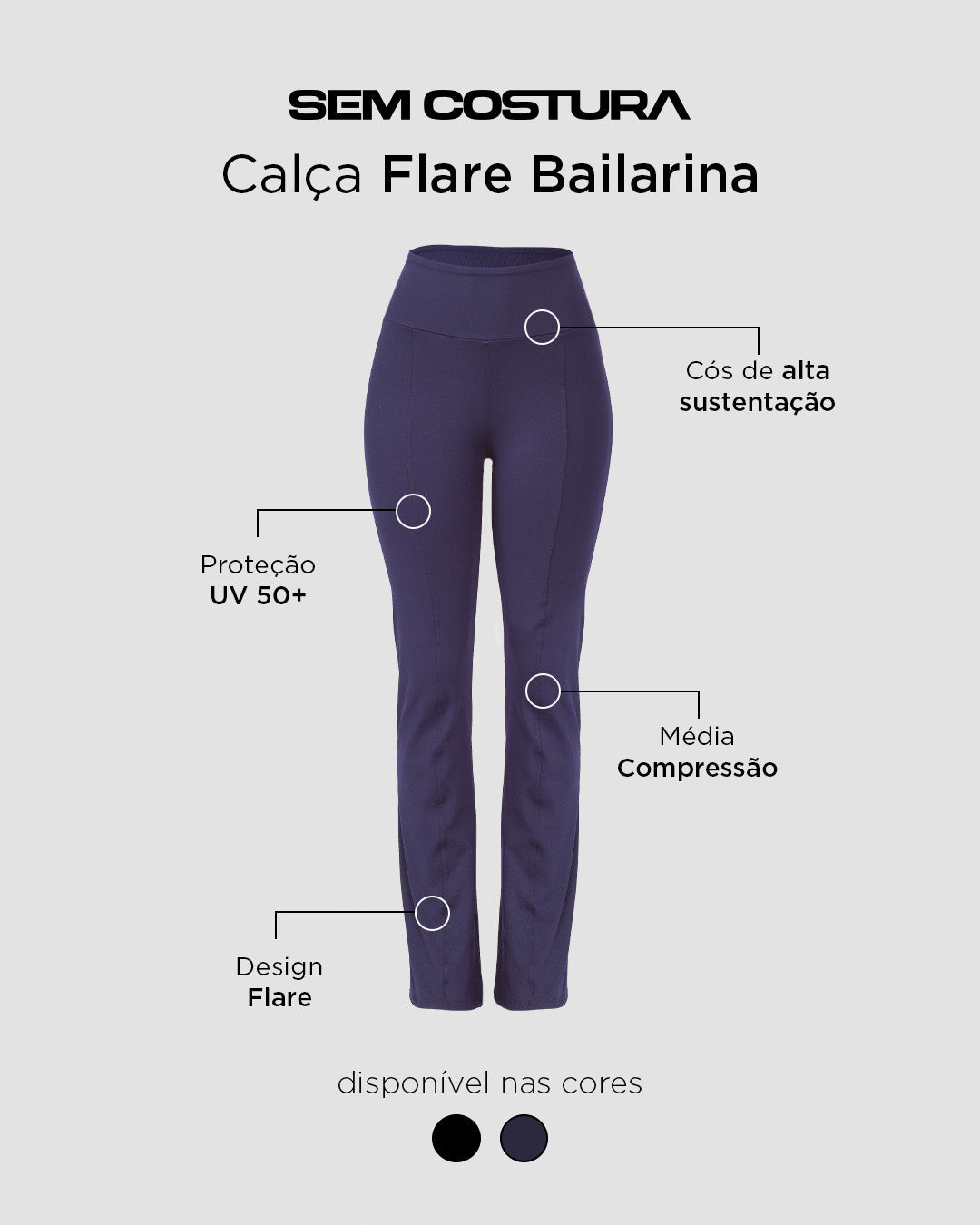 Calça Flare Bailarina Azul Marinho
