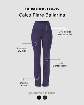 Calça Flare Bailarina Azul Marinho