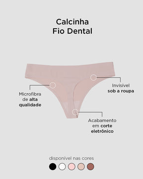 Calcinha Fio Dental Sem Costura Segunda Pele Preto