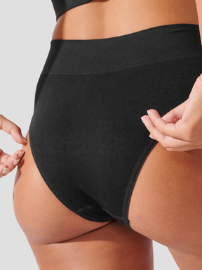 Calcinha Biquini Cintura Alta Canelado Sem Costura Premium Preto