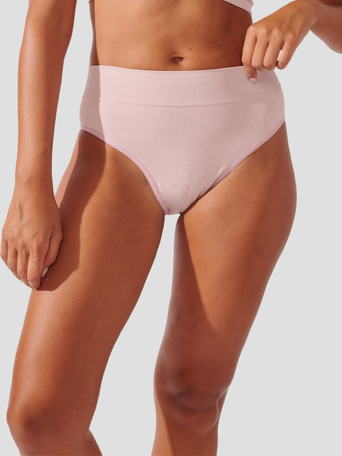 Calcinha Biquíni Cintura Alta Canelado Sem Costura Premium Rose