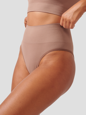 Calcinha Biquini Redutora Canelado Sem Costura Premium Marrom Cacau