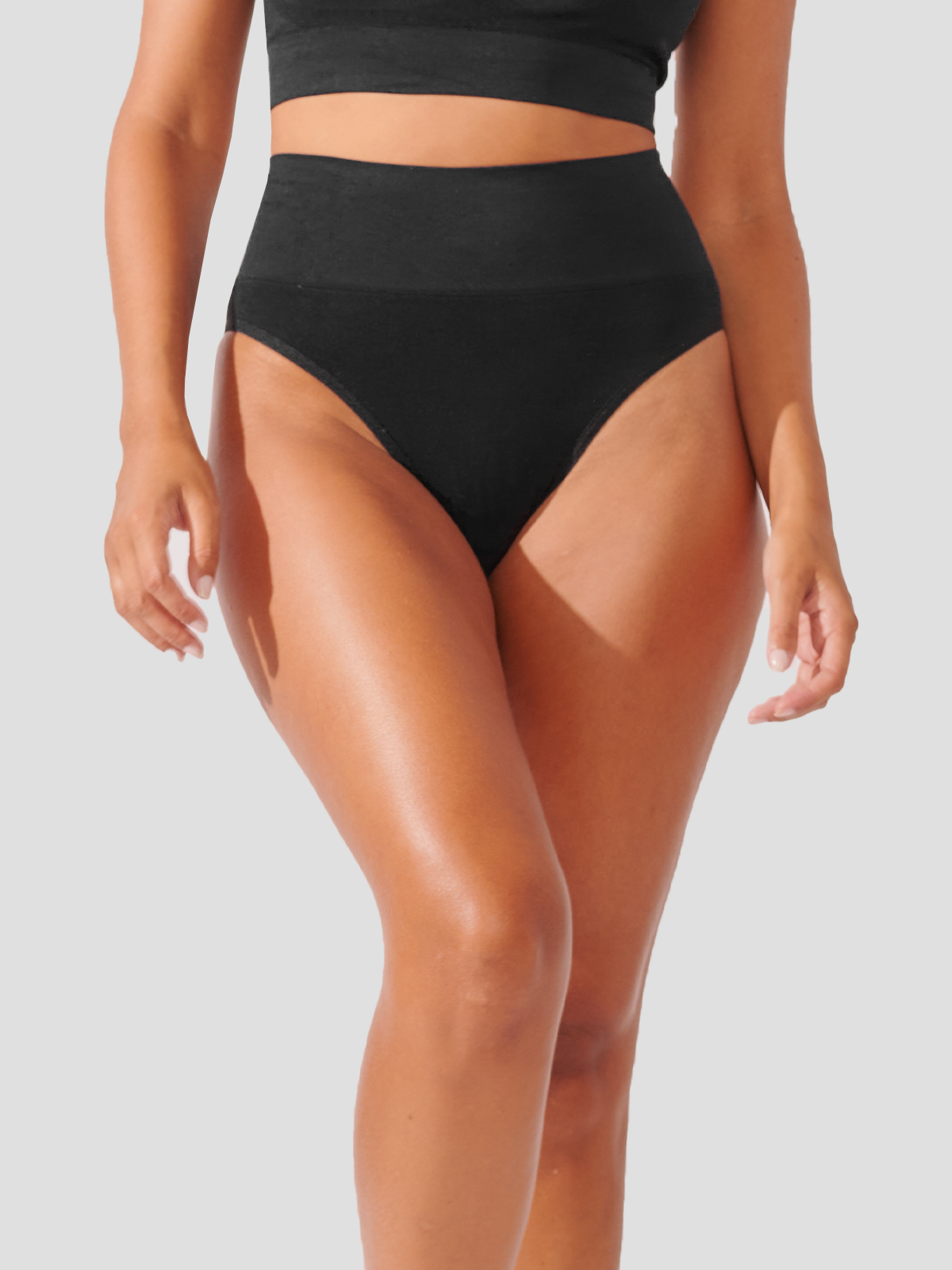 Kit com 10 Calcinhas Biquíni Redutora Canelado Sem Costura Premium Preto - R$53,90 cada