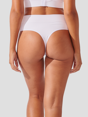 Kit com 6 Calcinhas Fio Dental Cintura Alta Canelado Sem Costura Premium Branco - R$59,98 cada