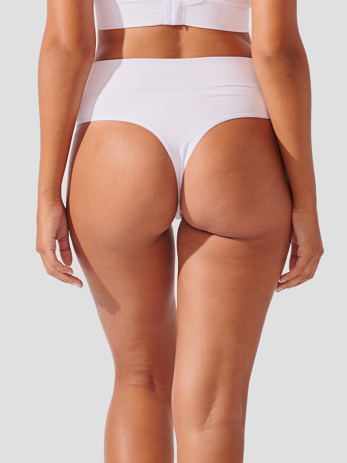 Kit com 10 Calcinhas Fio Dental Cintura Alta Canelado Sem Costura Premium Branco - R$47,90 cada