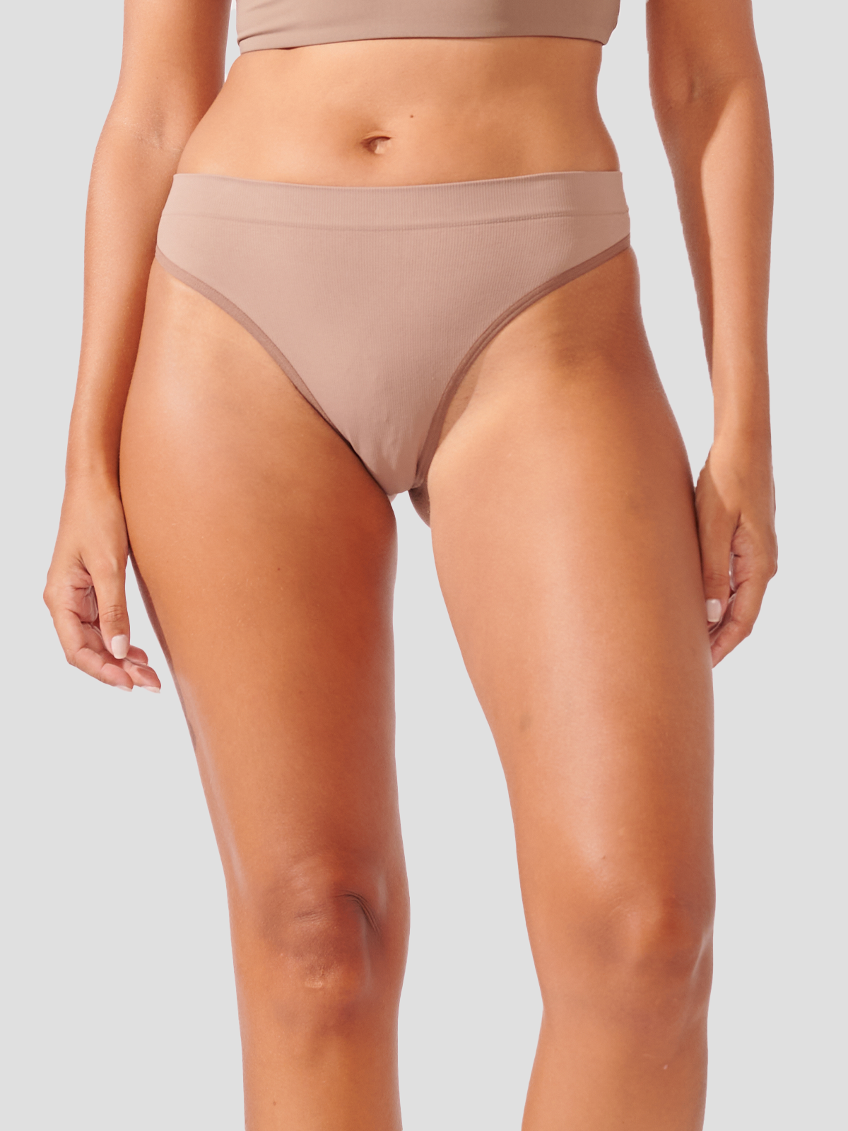 Calcinha Fio Dental Canelado Sem Costura Premium Marrom Cacau