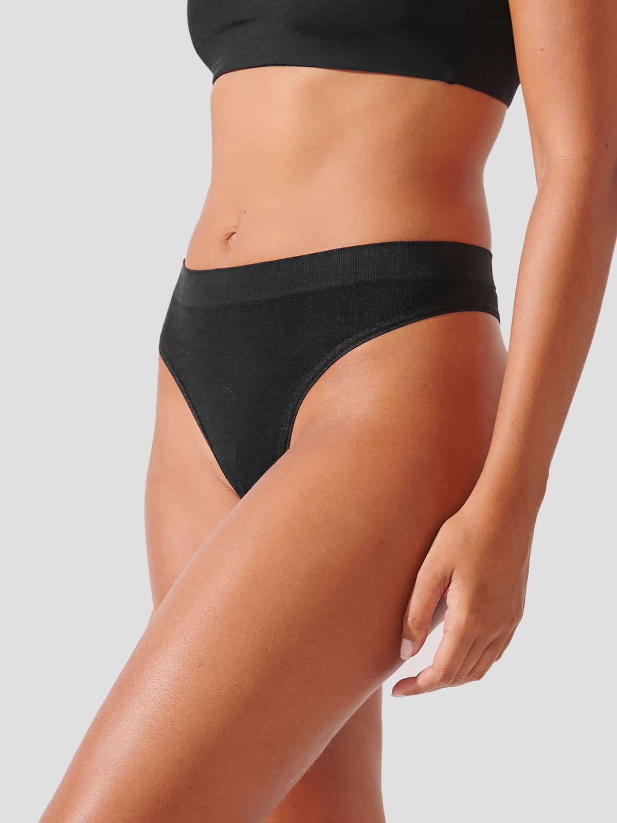 Kit com 10 Calcinhas Fio Dental Canelado Sem Costura Premium Preto - R$59,49 cada