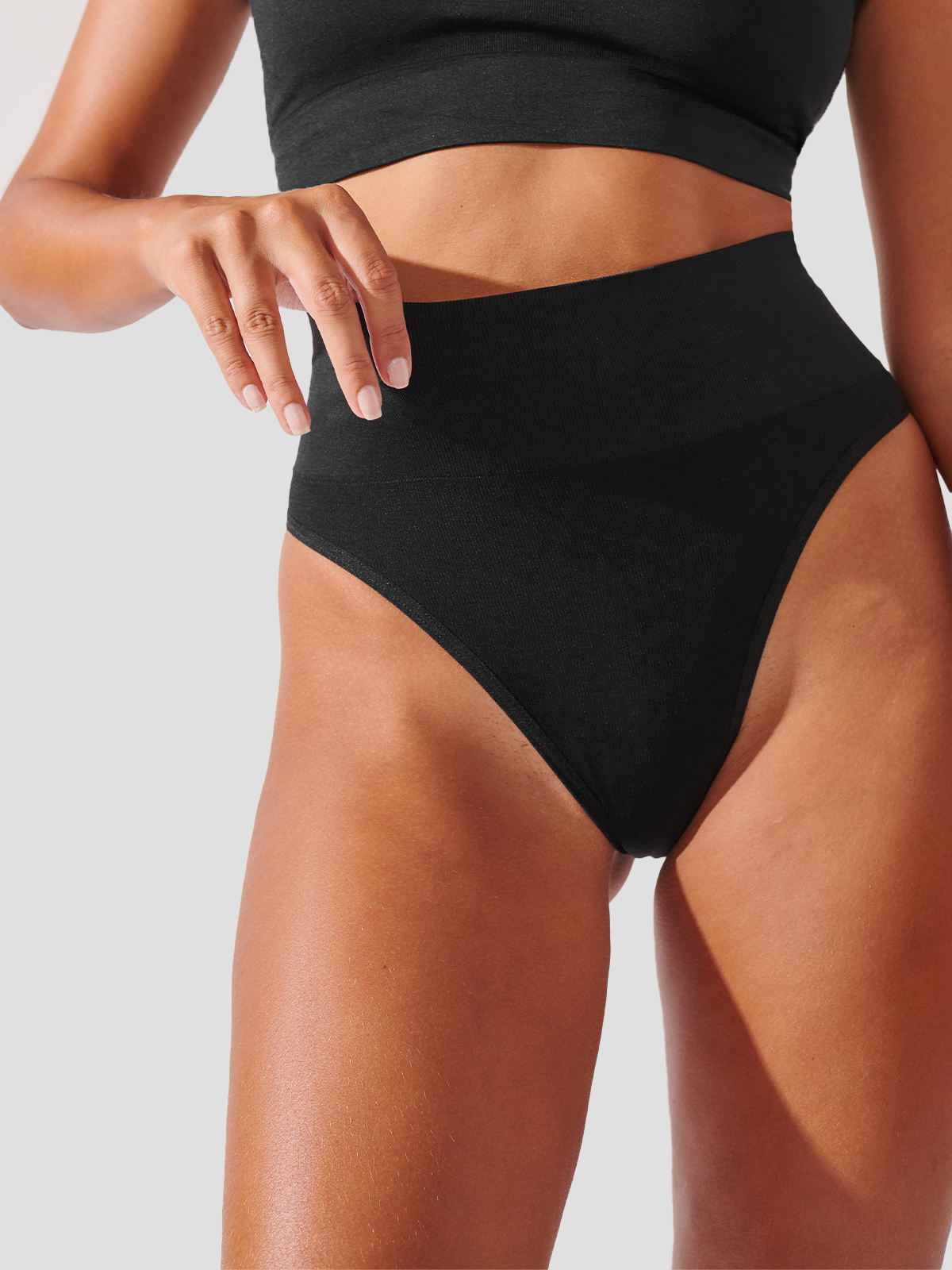 Calcinha Fio Dental Redutora Canelado Sem Costura Premium Preto