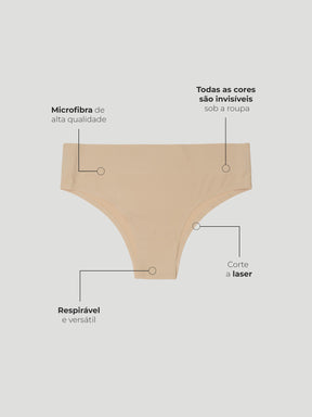 Calcinha Biquini Cintura Alta Sem Costura Segunda Pele Branco