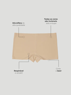 Calcinha Boxer Boyshort Sem Costura Segunda Pele Rose