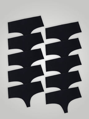 Kit com 10 Calcinhas Fio Dental Cintura Alta Sem Costura Segunda Pele Preto - R$24,95 cada